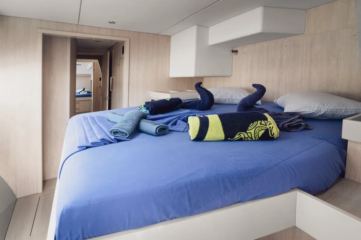 Cabin on Between, a Leopard 58 catamaran at Seychelles, Eden Island Marina, Seychelles