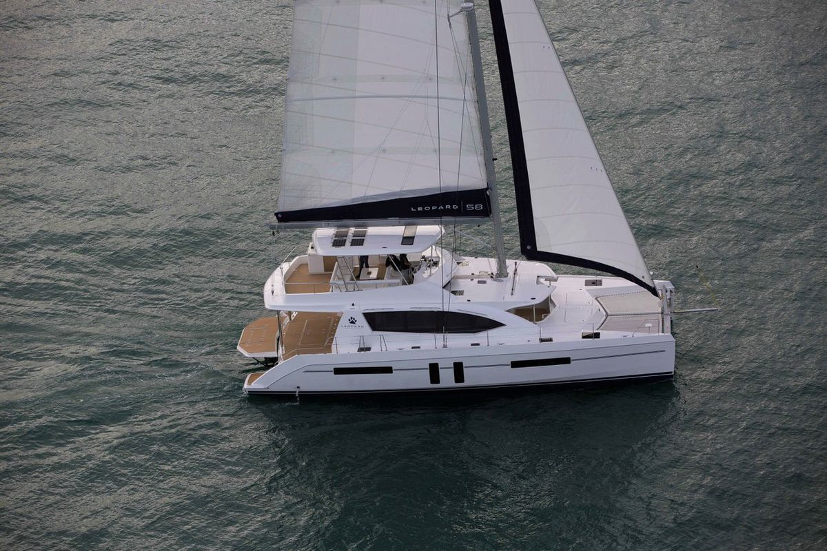 Exterior view of Between, a Leopard 58 catamaran at Seychelles, Eden Island Marina, Seychelles