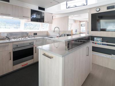 Galley of Between, a Leopard 58 catamaran at Seychelles, Eden Island Marina, Seychelles