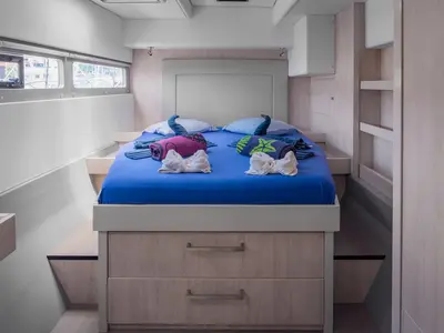 Cabin on Between, a Leopard 58 catamaran at Seychelles, Eden Island Marina, Seychelles