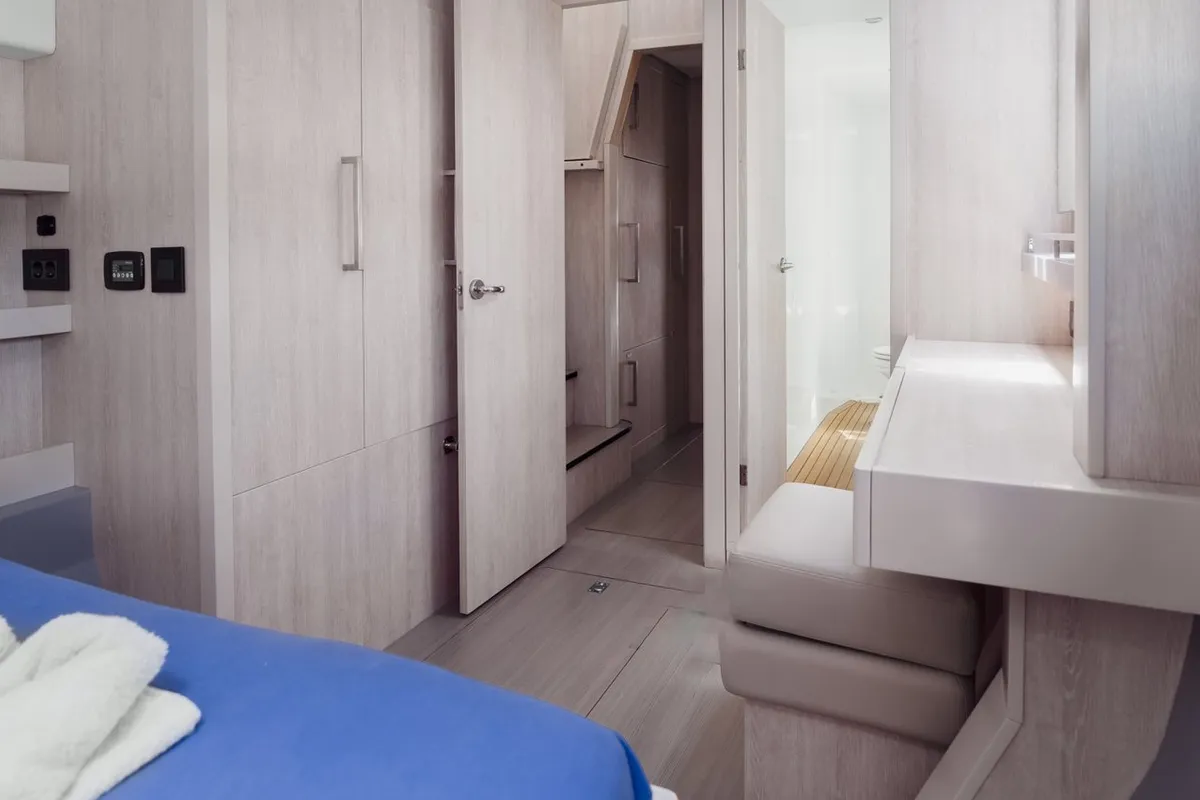 Cabin on Between, a Leopard 58 catamaran at Seychelles, Eden Island Marina, Seychelles