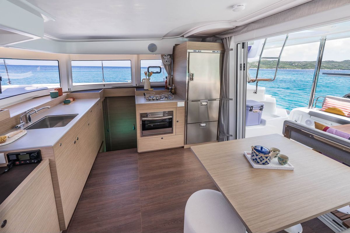 Galley of SIGA-SIGA, a Lagoon 38 catamaran at Municipal Unit of Lefkada, Greece