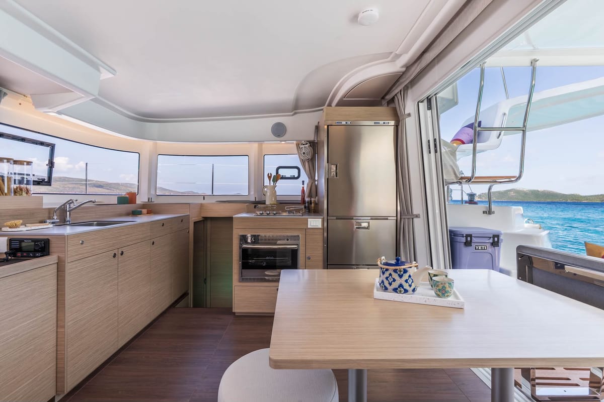 Galley of SIGA-SIGA, a Lagoon 38 catamaran at Municipal Unit of Lefkada, Greece