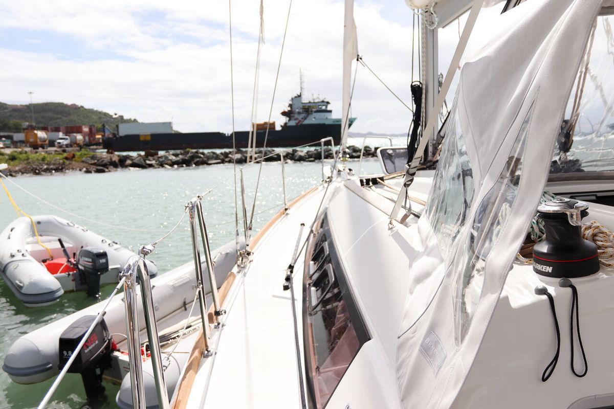 Deck of Chilli, a Beneteau Oceanis 31 sailboat at Road Town, British Virgin Islands