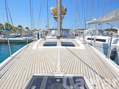 Deck of Kimi, a Hanse Yachts Hanse 505 sailboat at Kos, Greece