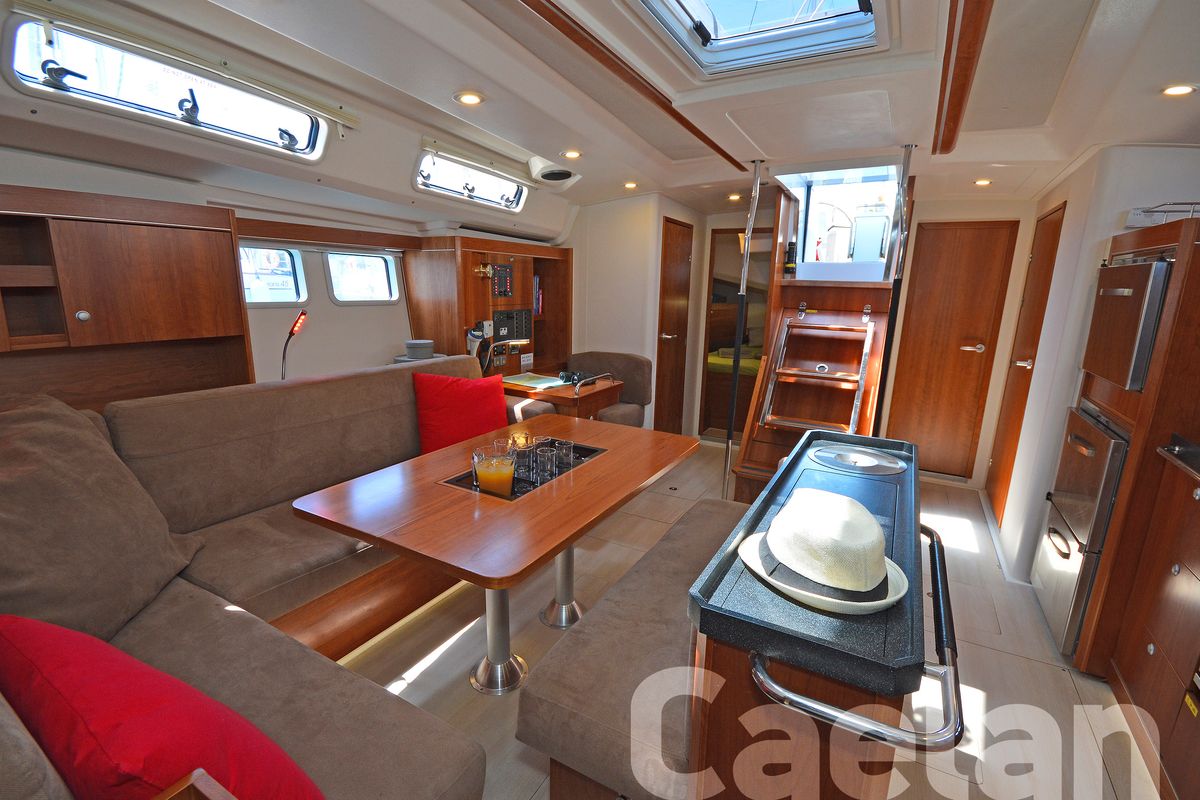 Salon of Kimi, a Hanse Yachts Hanse 505 sailboat at Kos, Greece