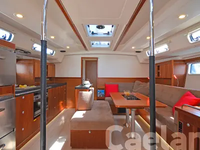 Salon of Kimi, a Hanse Yachts Hanse 505 sailboat at Kos, Greece