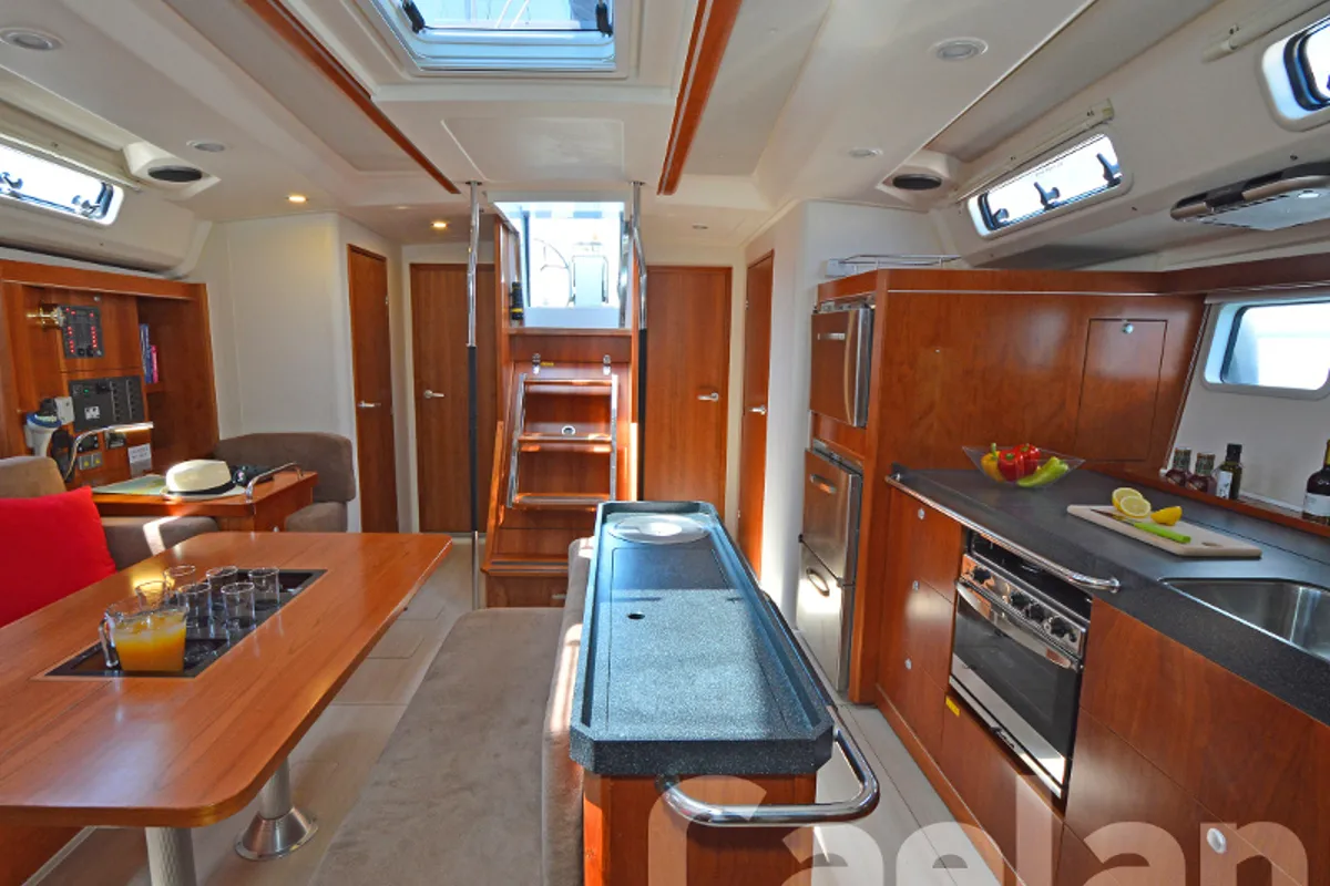 Galley of Kimi, a Hanse Yachts Hanse 505 sailboat at Kos, Greece