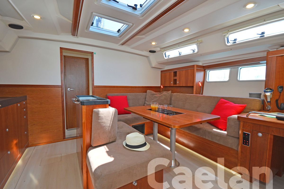 Salon of Kimi, a Hanse Yachts Hanse 505 sailboat at Kos, Greece