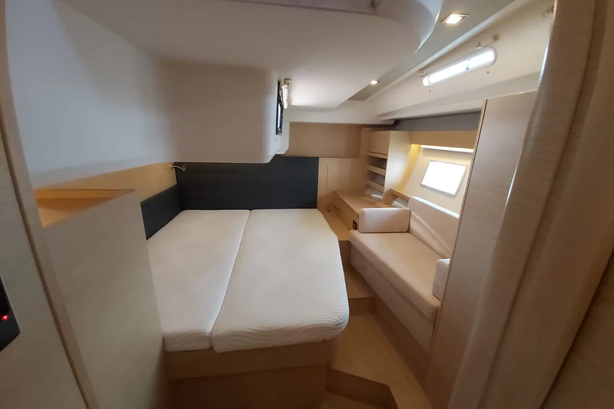 Cabin on Ellora, a Hanse Yachts Hanse 548 sailboat at Lavreotiki Municipal Unit, Greece