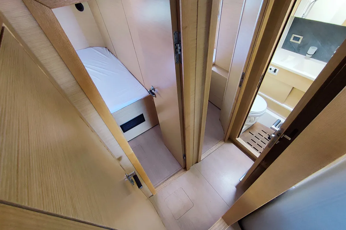 Cabin on Ellora, a Hanse Yachts Hanse 548 sailboat at Lavreotiki Municipal Unit, Greece