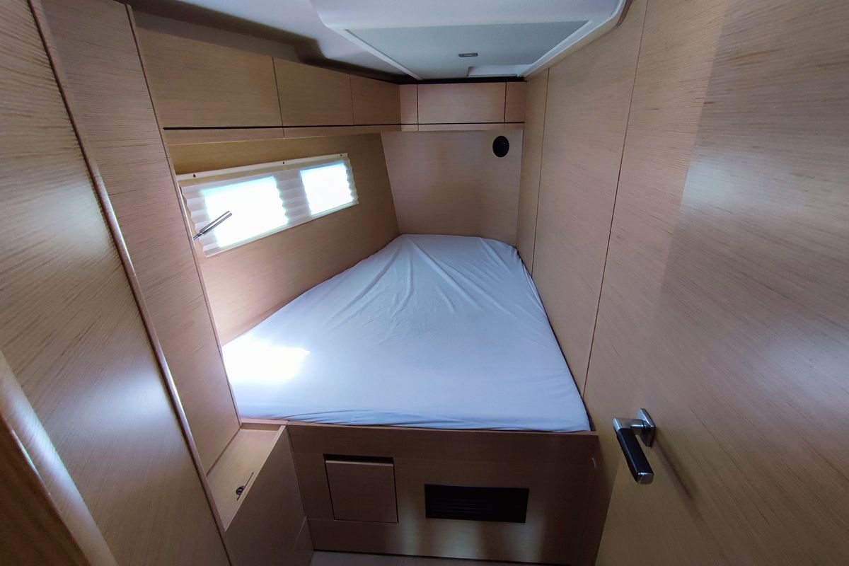 Cabin on Ellora, a Hanse Yachts Hanse 548 sailboat at Lavreotiki Municipal Unit, Greece
