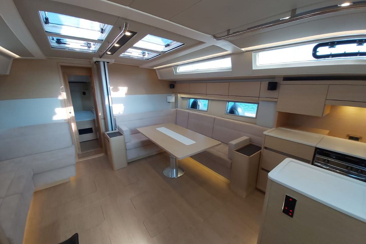Salon of Ellora, a Hanse Yachts Hanse 548 sailboat at Lavreotiki Municipal Unit, Greece