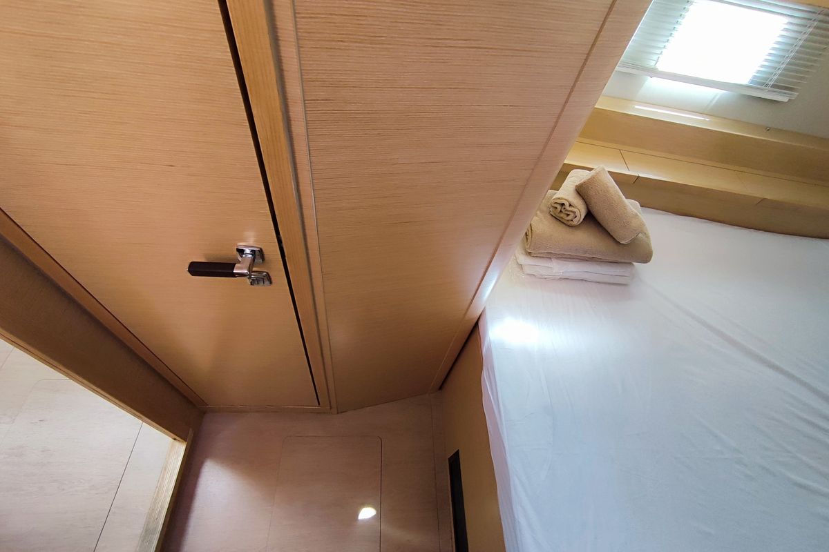 Cabin on Ellora, a Hanse Yachts Hanse 548 sailboat at Lavreotiki Municipal Unit, Greece