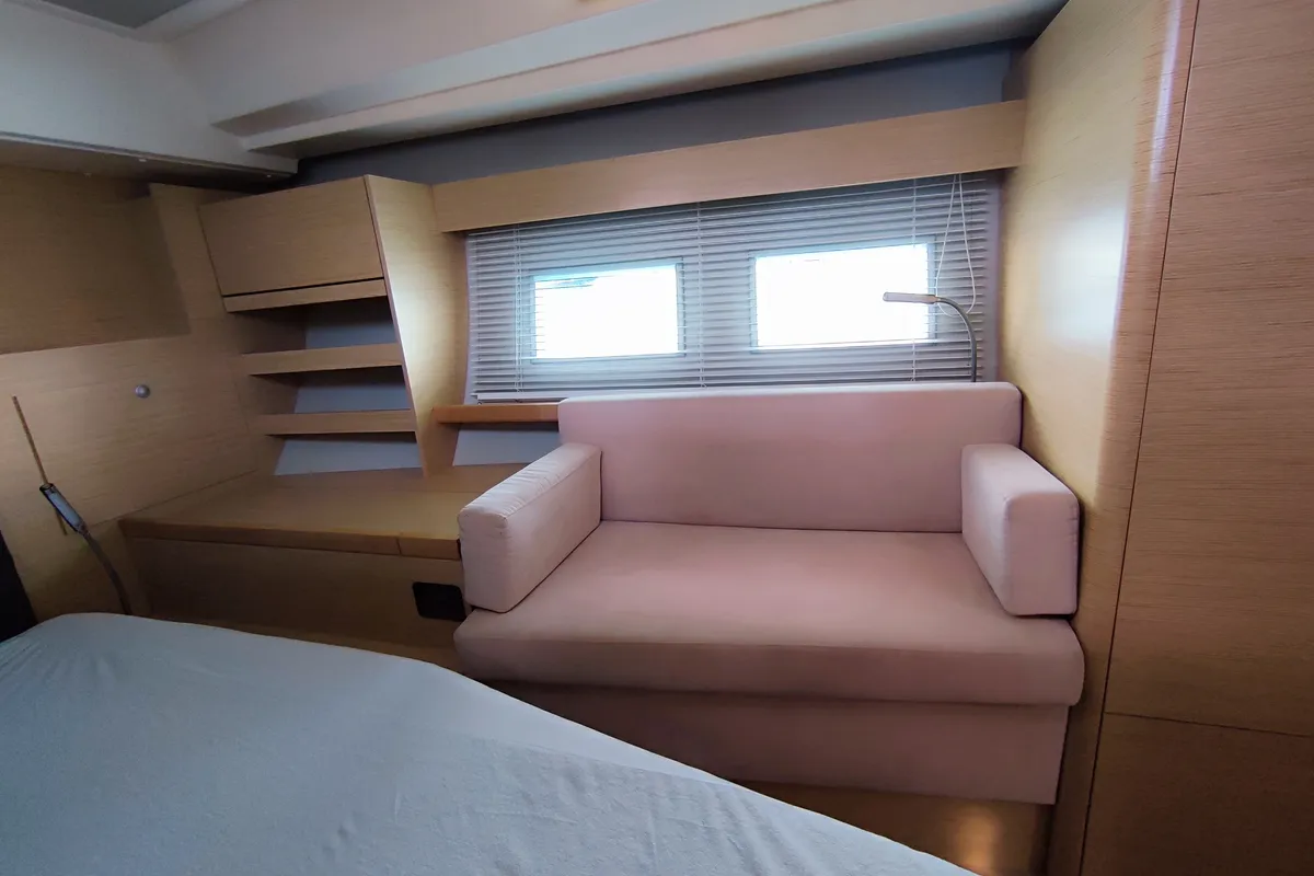 Cabin on Ellora, a Hanse Yachts Hanse 548 sailboat at Lavreotiki Municipal Unit, Greece