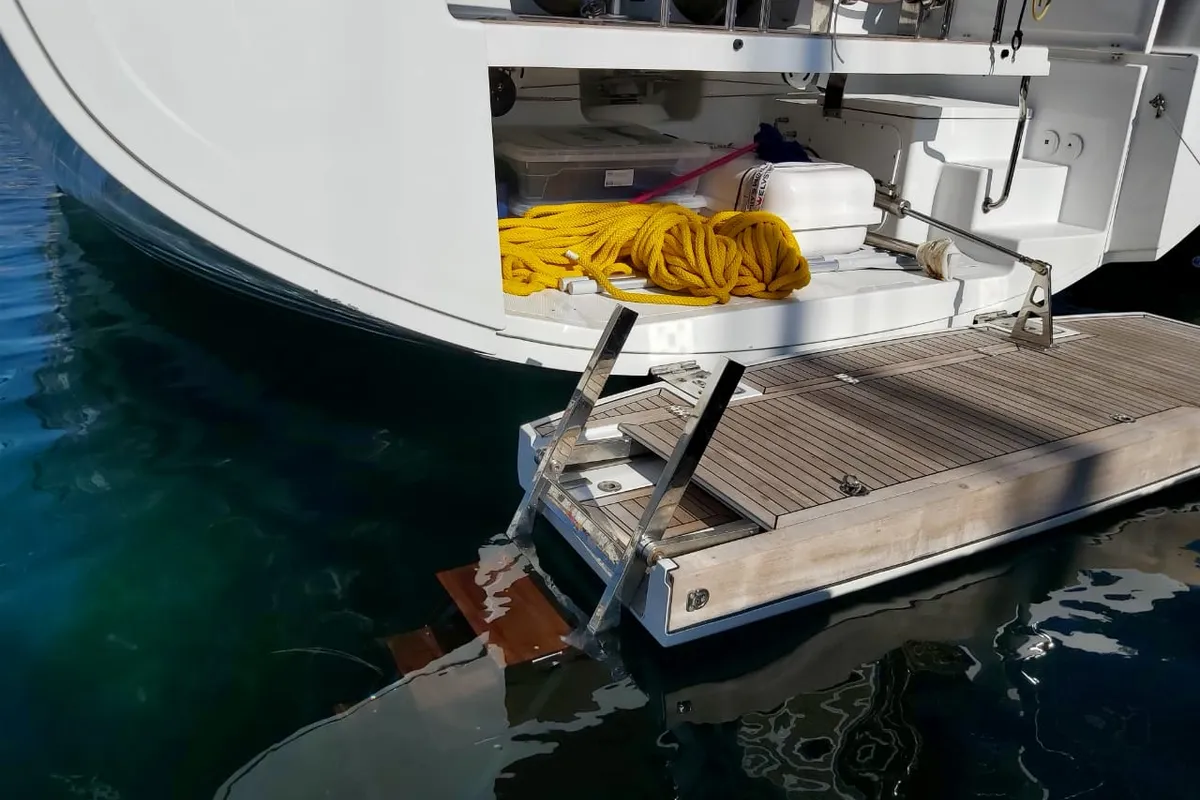 Exterior view of Ellora, a Hanse Yachts Hanse 548 sailboat at Lavreotiki Municipal Unit, Greece