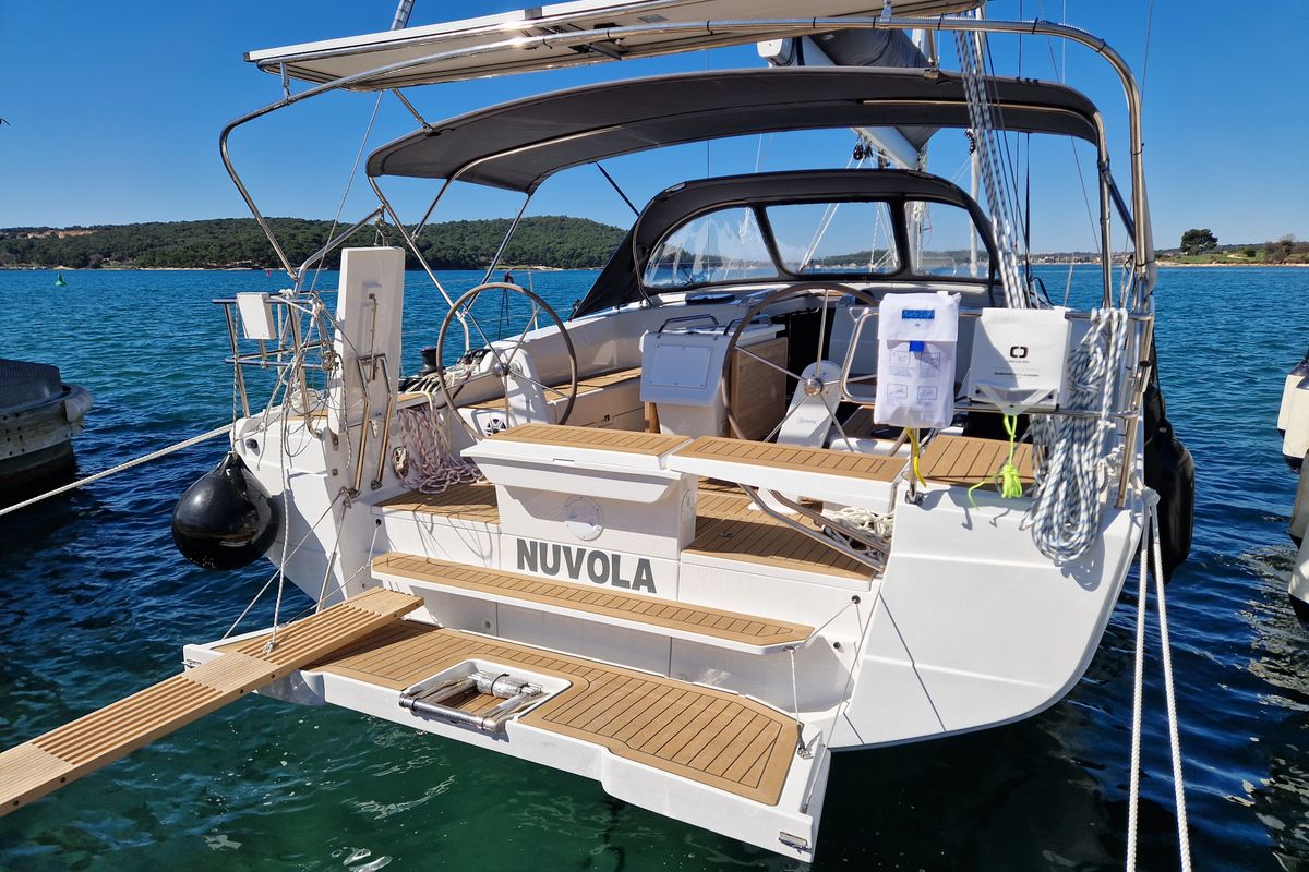 Exterior view of Nuvola, a Hanse Yachts Hanse 410 sailboat at Dubrovnik, Croatia