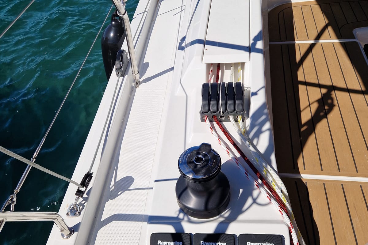 Deck of Nuvola, a Hanse Yachts Hanse 410 sailboat at Dubrovnik, Croatia