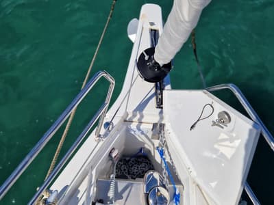 Deck of Nuvola, a Hanse Yachts Hanse 410 sailboat at Dubrovnik, Croatia