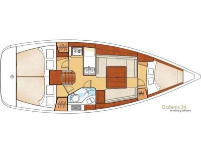 Floor plan of Star Elisabeth, a Beneteau Oceanis 34 sailboat at Punat, Croatia