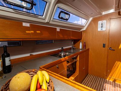 Galley of Wanderlust, a Bavaria Cruiser 46 sailboat at Municipal Unit of Palairos, Greece
