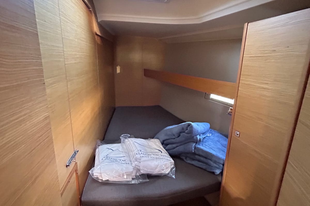 Deck of Tango I, a Dufour 460 GL sailboat at Kontokali, Greece