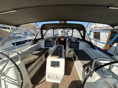 Cockpit of Tango I, a Dufour 460 GL sailboat at Kontokali, Greece