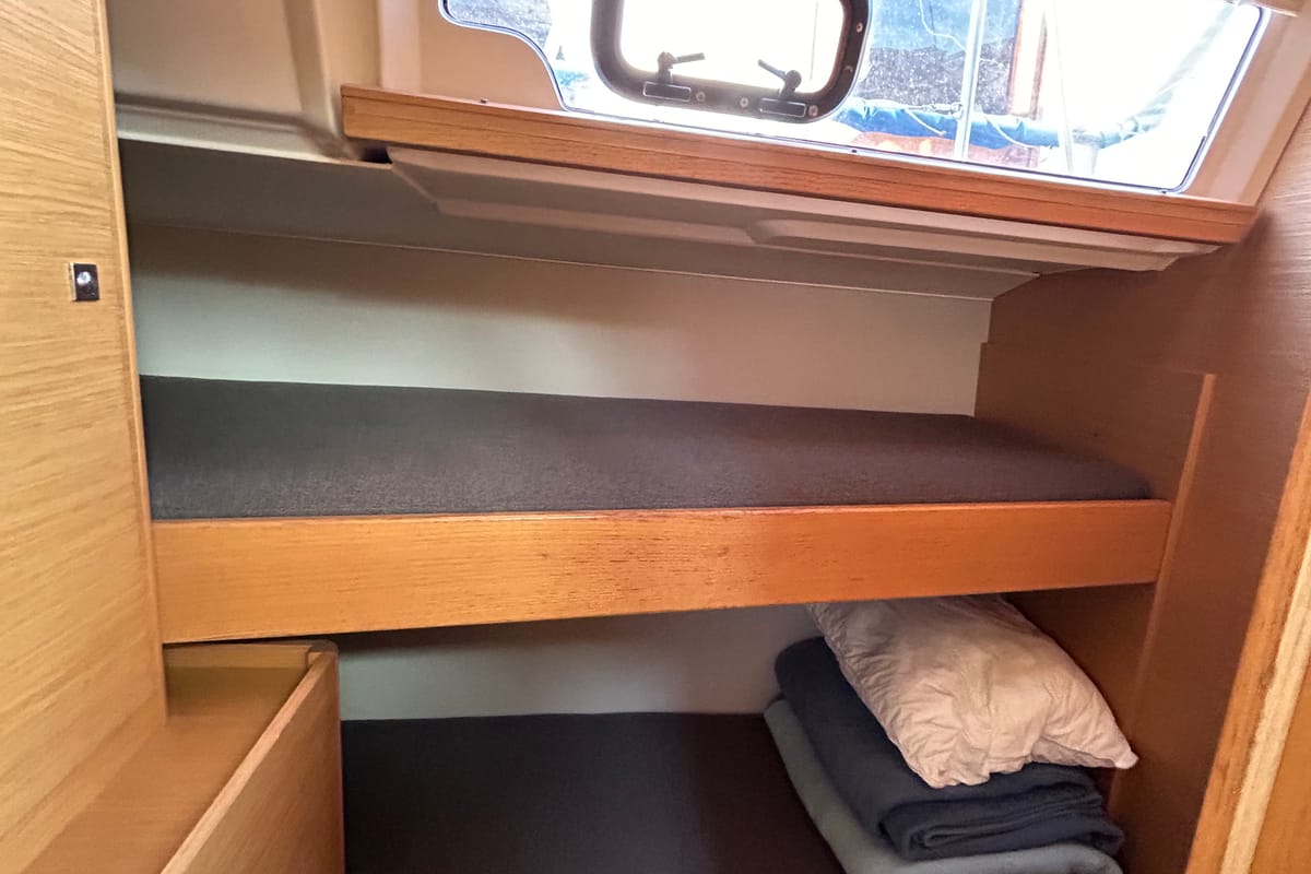 Cabin on Tango I, a Dufour 460 GL sailboat at Kontokali, Greece