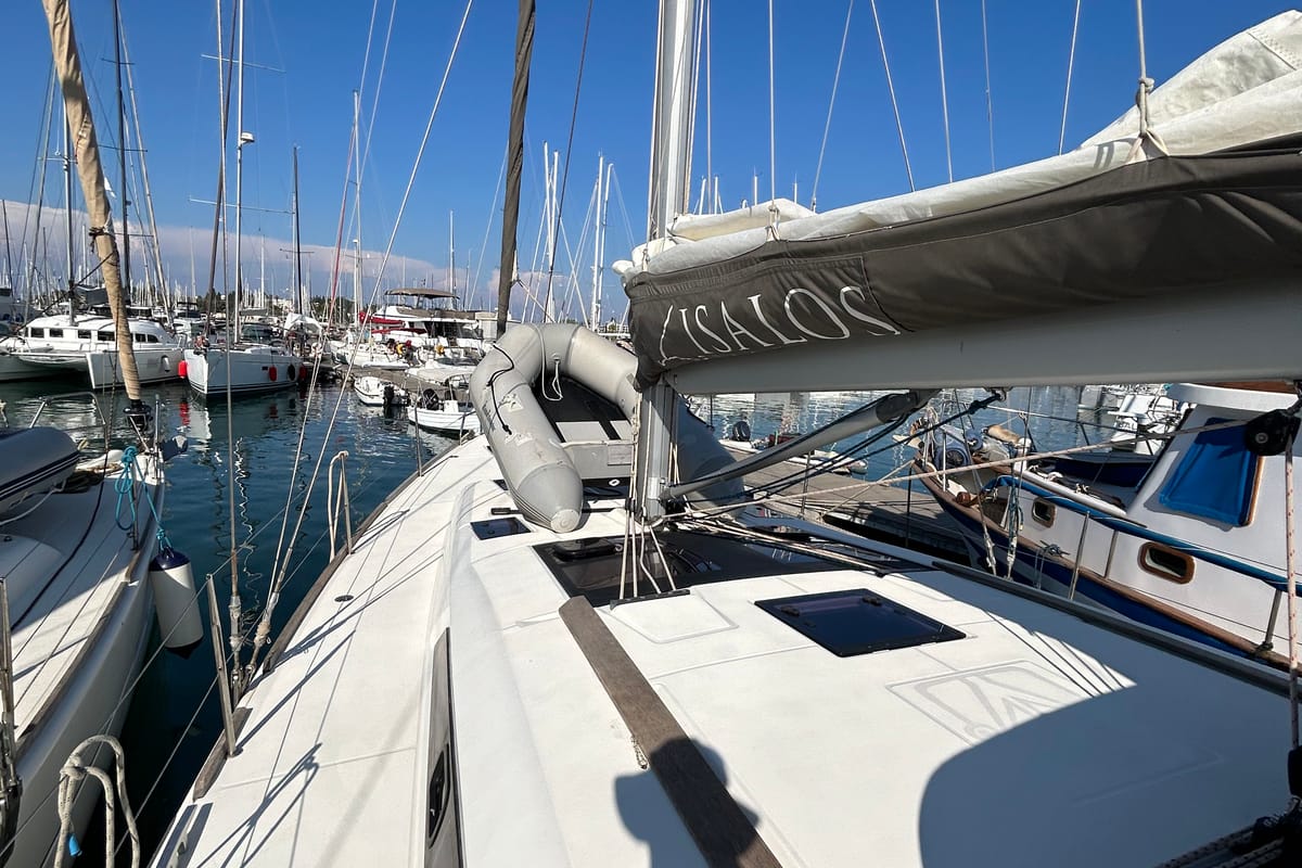 Cabin on Tango I, a Dufour 460 GL sailboat at Kontokali, Greece