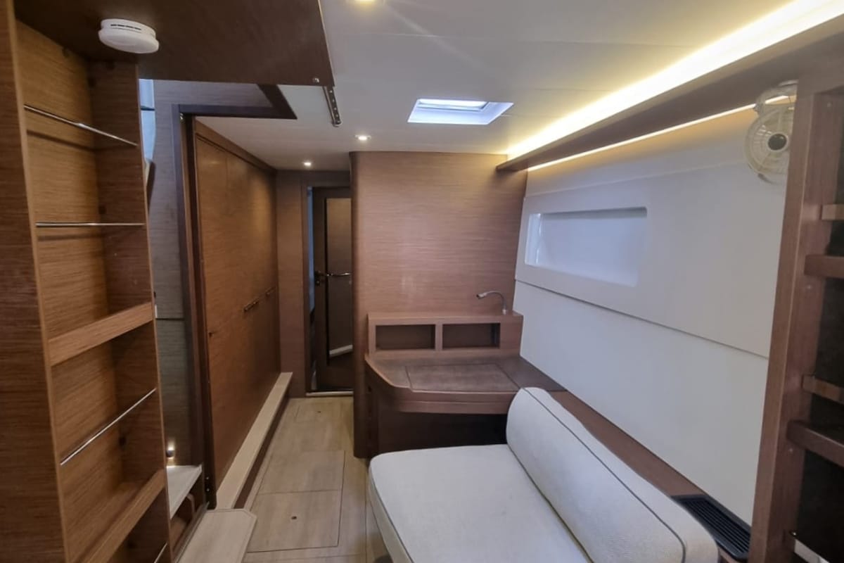 Salon of Free Bird II, a Lagoon 46 OW catamaran at Lavreotiki Municipal Unit, Greece