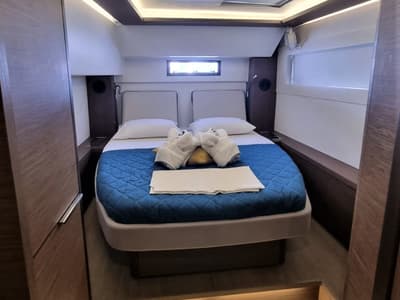 Cabin on Free Bird II, a Lagoon 46 OW catamaran at Lavreotiki Municipal Unit, Greece