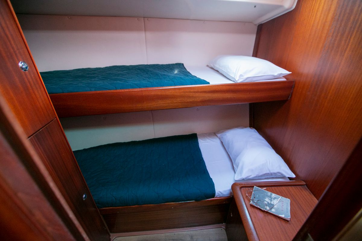 Cabin on Calypso, a Bavaria 44 sailboat at Keramoti, Greece