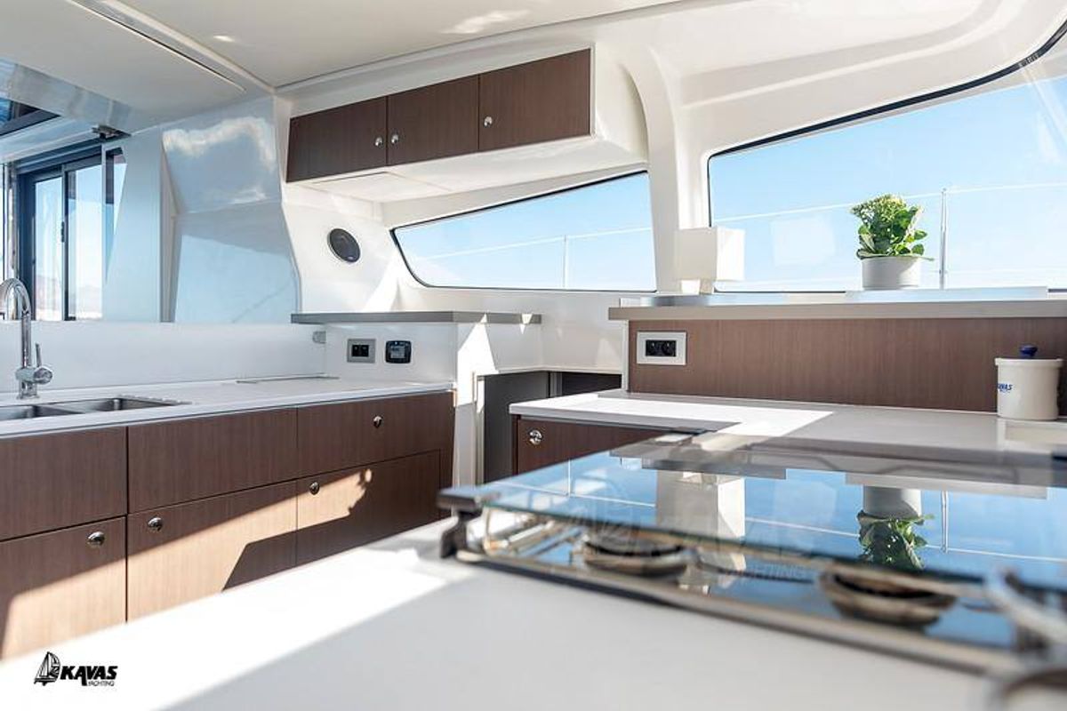 Galley of Kos 42.7, a Bali 4.2 catamaran at Municipal Unit of Lefkada, Greece