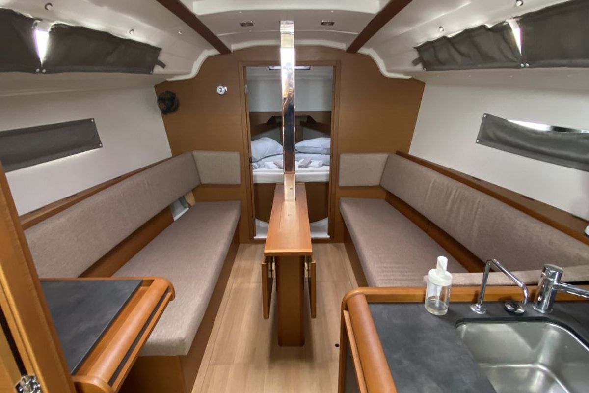 Salon of Gemelli, a Jeanneau Sun Odyssey 349 sailboat at Grad Trogir, Croatia