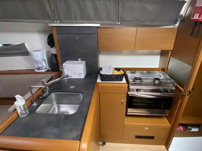Galley of Gemelli, a Jeanneau Sun Odyssey 349 sailboat at Grad Trogir, Croatia