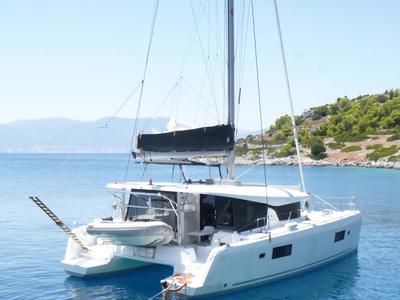 Exterior view of ALEXANDROS, a Lagoon 42 catamaran at Athens, Greece