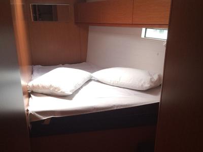 Cabin on Marzia, a Bavaria Cruiser 51 sailboat at Cannigione, Italy