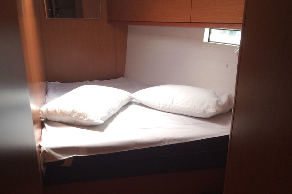 Cabin on Marzia, a Bavaria Cruiser 51 sailboat at Cannigione, Italy