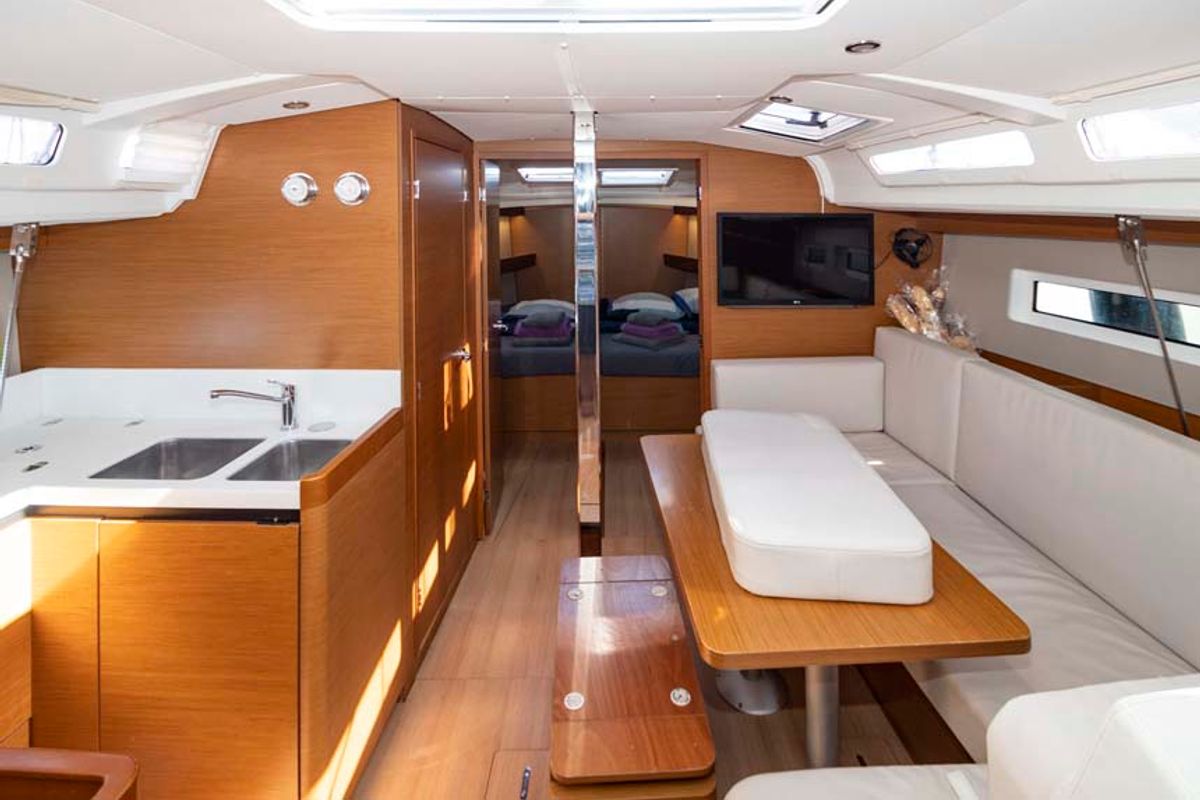 Galley of UwElli, a Jeanneau Sun Odyssey 440 sailboat at Grad Trogir, Croatia