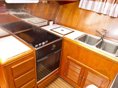 Galley of Viva La Libertad , a Staryacht 1940 motorboat at Primošten, Croatia