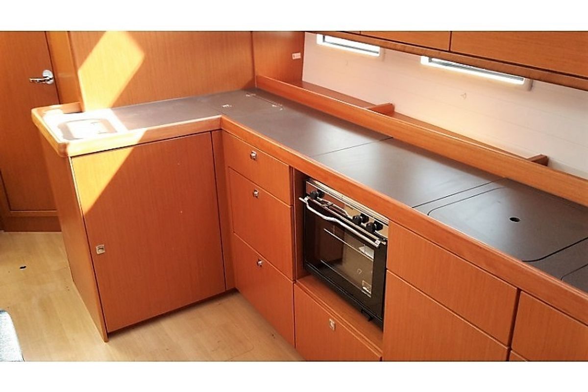 Galley of Olivia, a Bavaria Cruiser 46 sailboat at Athens, Greece