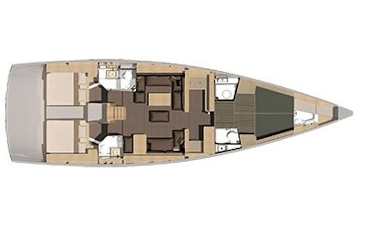 Floor plan of Magic Planet, a Dufour 56 Exclusive sailboat at Marsala, Italy