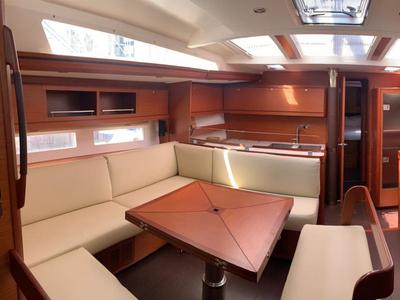 Salon of Magic Planet, a Dufour 56 Exclusive sailboat at Marsala, Italy