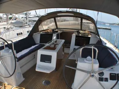 Cockpit of Vellamo, a Dufour 460 GL sailboat at Pirovac, Croatia