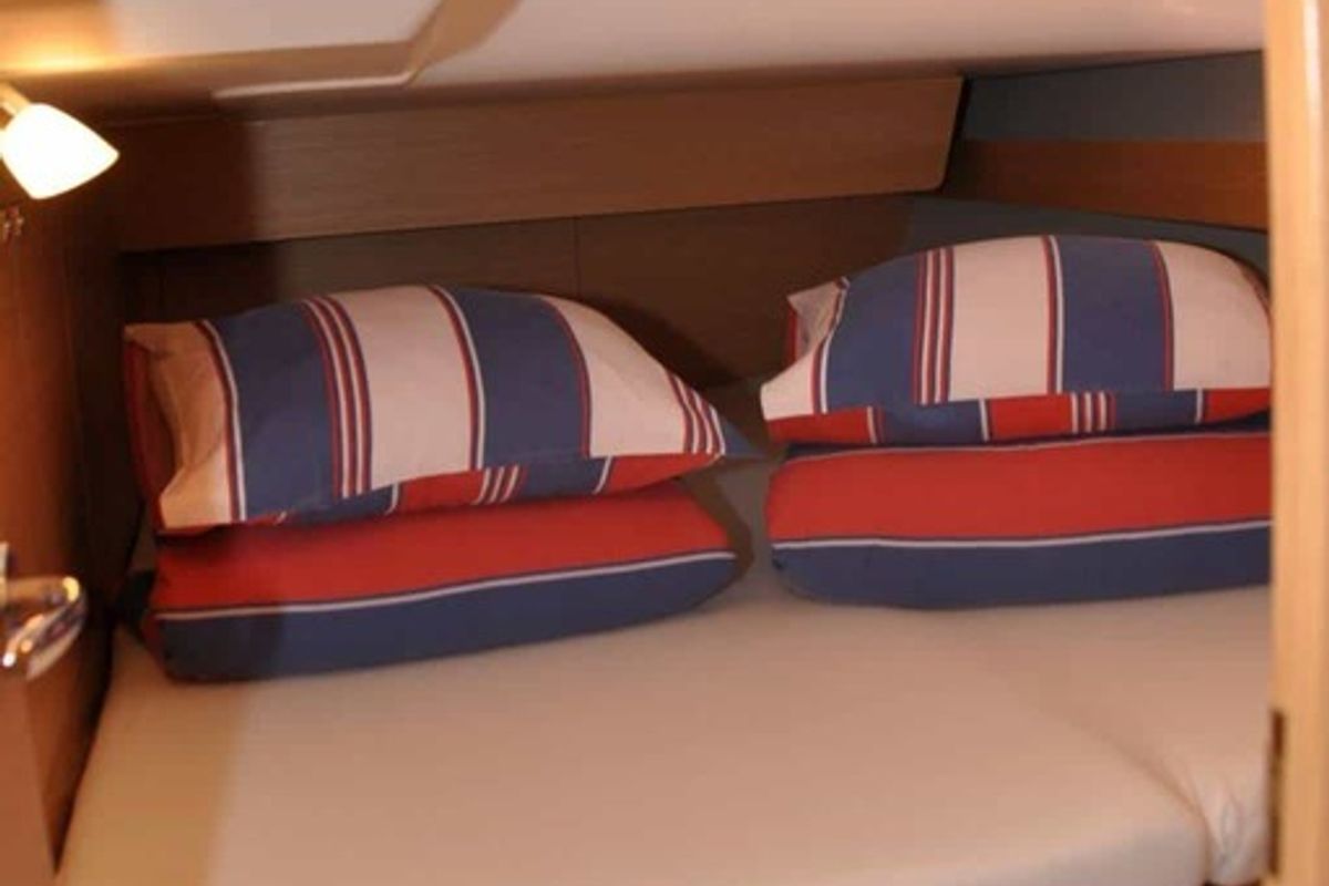 Cabin on Vellamo, a Dufour 460 GL sailboat at Pirovac, Croatia