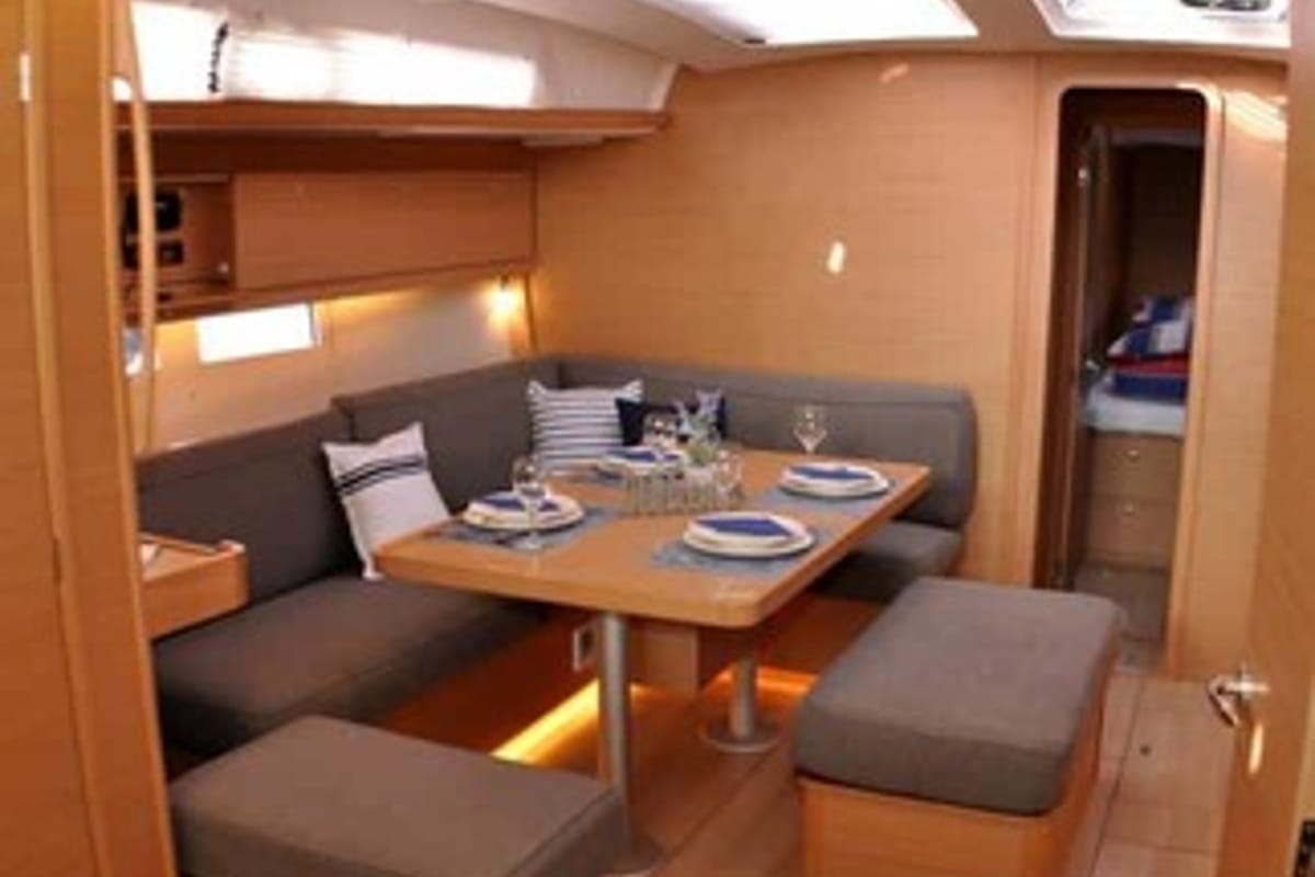 Salon of Vellamo, a Dufour 460 GL sailboat at Pirovac, Croatia
