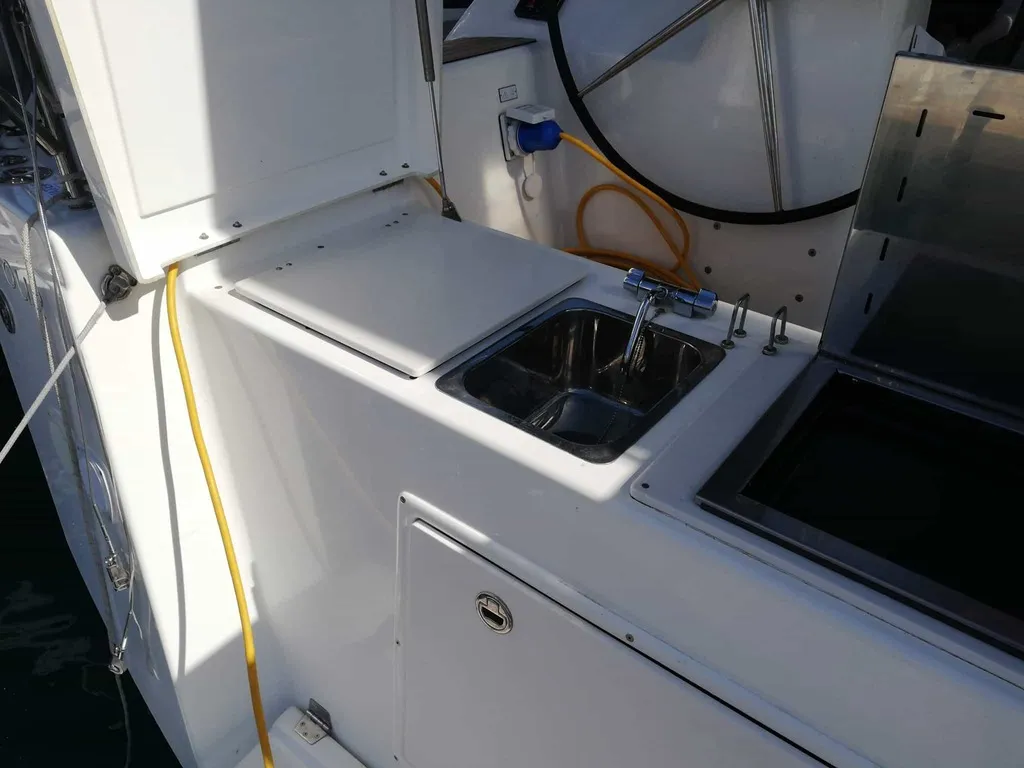 Deck of Vellamo, a Dufour 460 GL sailboat at Pirovac, Croatia