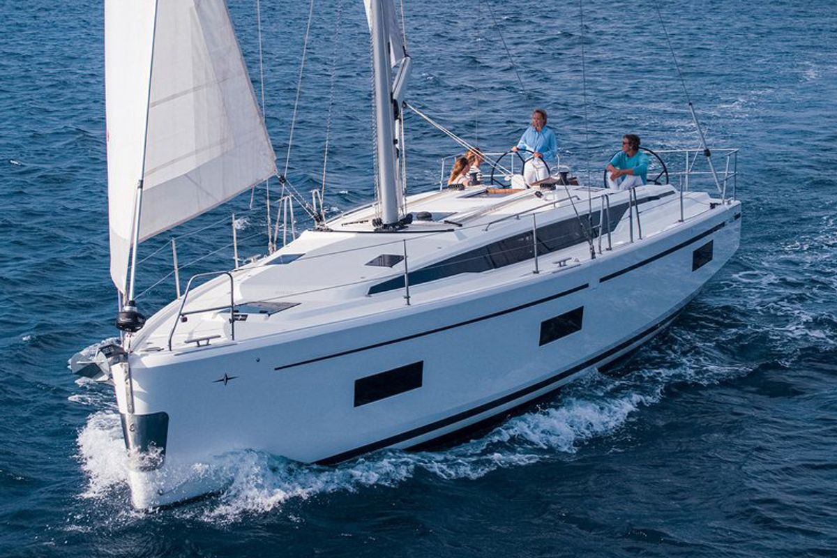 Exterior view of Valesia, a Bavaria C42 sailboat at Athens, Greece