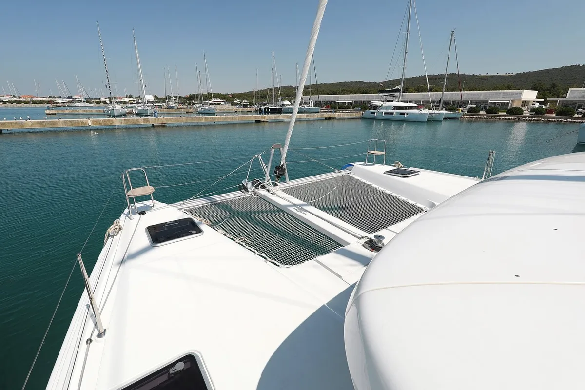 Deck of Royal Salute, a Lagoon 42 catamaran at Općina Sukošan, Croatia