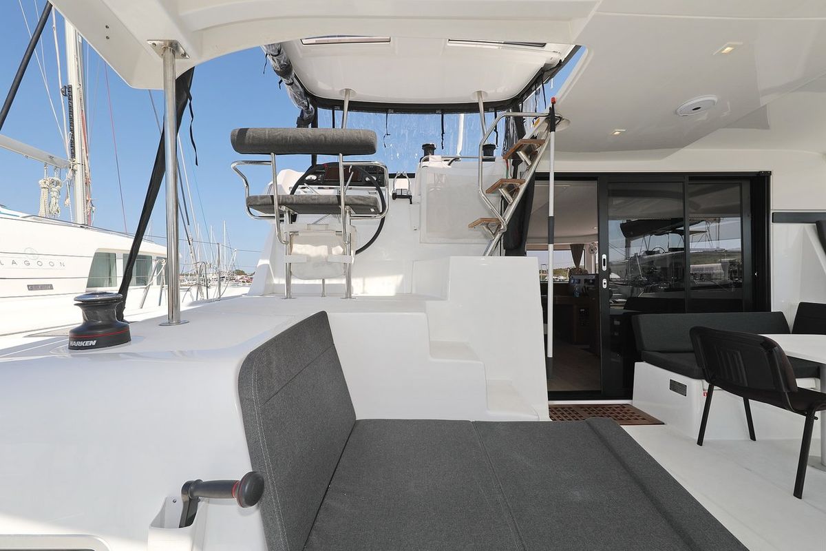 Deck of Royal Salute, a Lagoon 42 catamaran at Općina Sukošan, Croatia